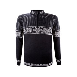 Kama Sweater Pullover 4053 Half Zip mit Nordischen Muster (Merinowolle) schwarz Herren