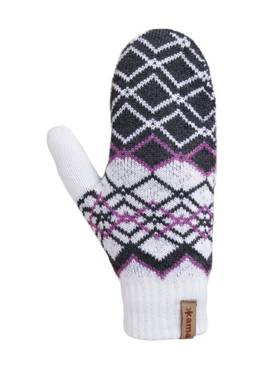 Kama Winterhandschuhe (Fäustling) R112 aus Merinowolle - weiss/grau - 1 Paar