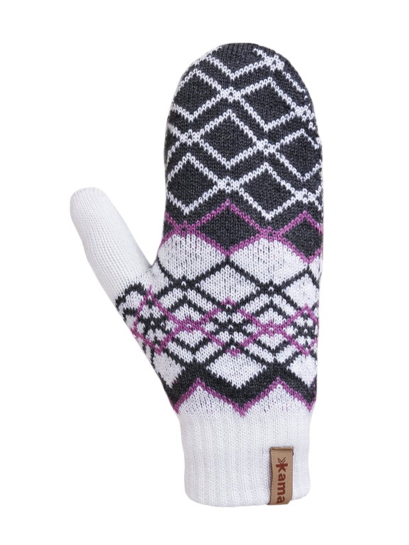 Kama Winterhandschuhe (Fäustling) R112 aus Merinowolle - weiss/grau - 1 Paar