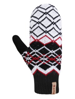 Kama Winterhandschuhe (Fäustling) R112 aus Merinowolle - schwarz/weiss - 1 Paar