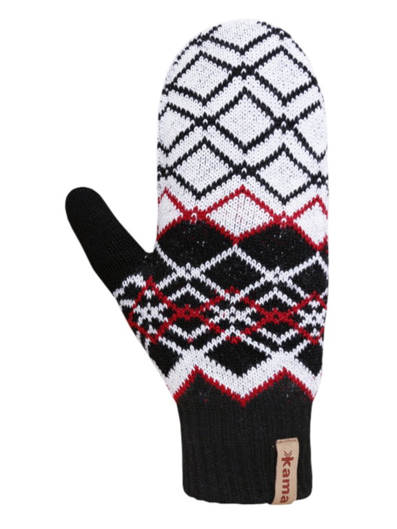 Kama Winterhandschuhe (Fäustling) R112 aus Merinowolle - schwarz/weiss - 1 Paar