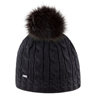 Kama Strickmütze (Bommel) A121 Merino - Damen schwarz - 1 Stück