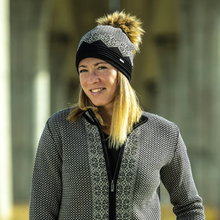Kama knitted hat (pom-pom) A152 Merino - ladies blue/white - 1 piece