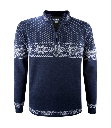 Kama Sweater Pullover 3053 Half Zip (warm, winddicht) navyblau Herren