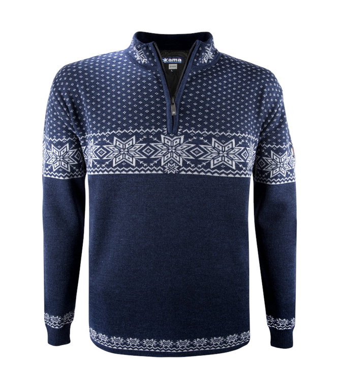 Kama Sweater Pullover 3053 Half Zip (warm, winddicht) navyblau Herren