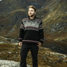 Kama Sweater Pullover 4071 Half Zip mit Nordischen Muster (Merinowolle-Mischung) schwarz Herren