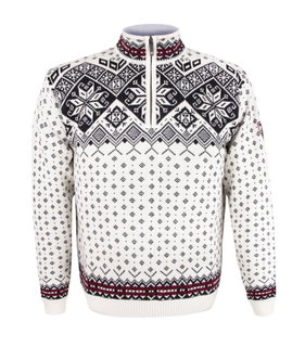 Kama Sweater Pullover 4082 Half Zip mit Nordischen Muster (Merinowolle) weiss Herren