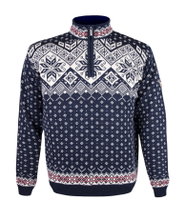 Kama Sweater Pullover 4082 Half Zip mit Nordischen Muster (Merinowolle) navyblau Herren