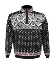 Kama Sweater Pullover 4082 Half Zip mit Nordischen Muster (Merinowolle) schwarz Herren