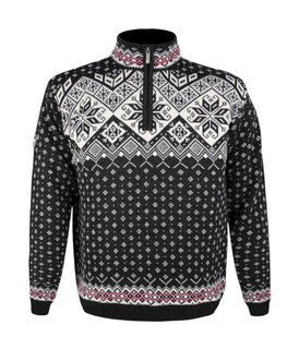 Kama Sweater Pullover 4082 Half Zip mit Nordischen Muster (Merinowolle) schwarz Herren
