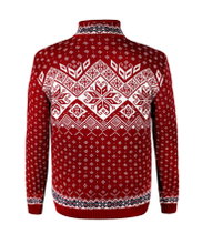 Kama Sweater Pullover 4082 Half Zip mit Nordischen Muster (Merinowolle) rot Herren