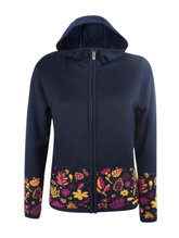 Kama Kapuzenpullover 5049 Full Zip (Merinowolle-Mischung, warm) navyblau Damen