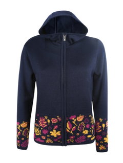 Kama Kapuzenpullover 5049 Full Zip (Merinowolle-Mischung, warm) navyblau Damen