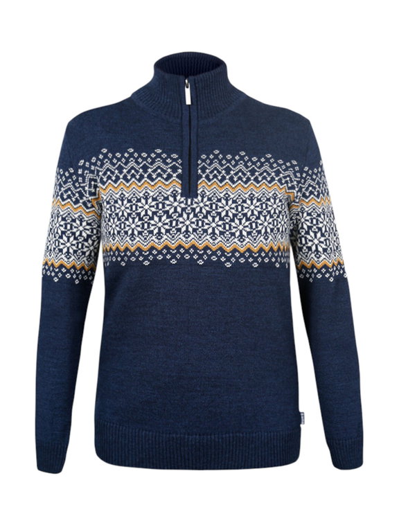 Kama Sweater Pullover 5058 Half Zip (Merinowolle) navyblau Damen