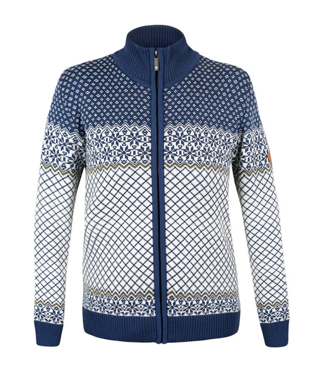 Kama Sweater Pullover 5059 Full Zip (Merinowolle, warm) blau/weiss Damen