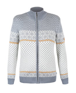 Kama Sweater Pullover 5059 Full Zip (Merinowolle, warm) grau/weiss Damen