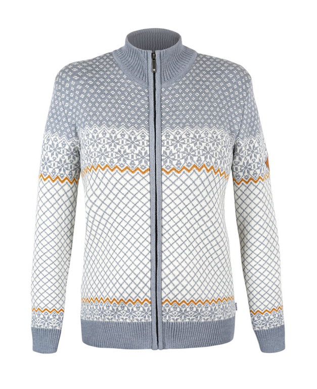 Kama Sweater Pullover 5059 Full Zip (Merinowolle, warm) grau/weiss Damen