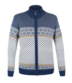 Kama Sweater Pullover 5060 Full Zip (Merinowolle, winddicht, atmungsaktiv) blau/weiss Damen