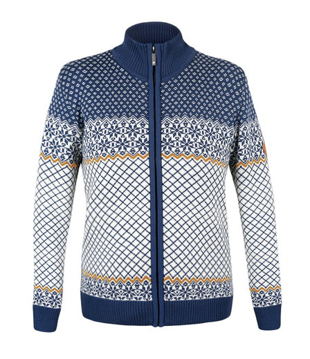 Kama Sweater Pullover 5060 Full Zip (Merinowolle, winddicht, atmungsaktiv) blau/weiss Damen