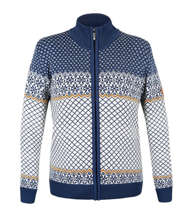 Kama Sweater Pullover 5060 Full Zip (Merinowolle, winddicht, atmungsaktiv) blau/weiss Damen