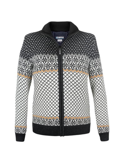 Kama Sweater Pullover 5060 Full Zip (Merinowolle, winddicht, atmungsaktiv) graphitgrau/weiss Damen