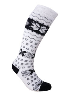 Kama Kniestrümpfe Gestrickte Merino F08 (Merinowolle-Mischung) weiss/schwarz - 1 Paar