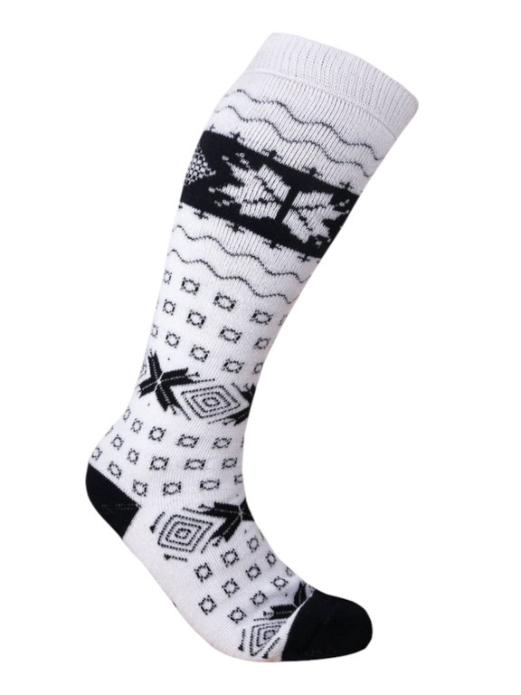 Kama Kniestrümpfe Gestrickte Merino F08 (Merinowolle-Mischung) weiss/schwarz - 1 Paar