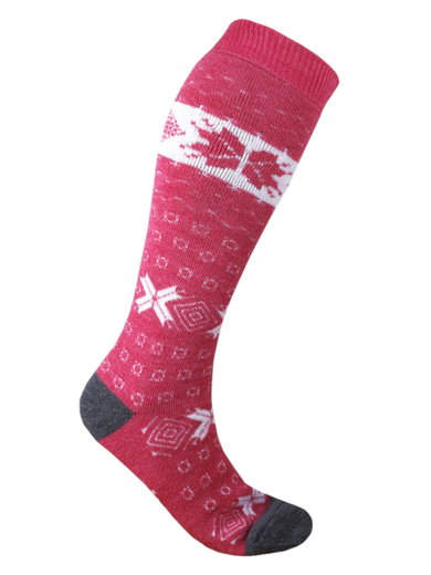 Kama Kniestrümpfe Gestrickte Merino F08 (Merinowolle-Mischung) pink/weiss - 1 Paar