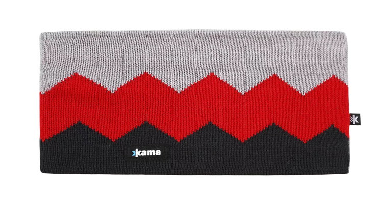 Kama Stirnband C79 (Merinowolle) - graphitgrau/rot/grau - 1 Stück