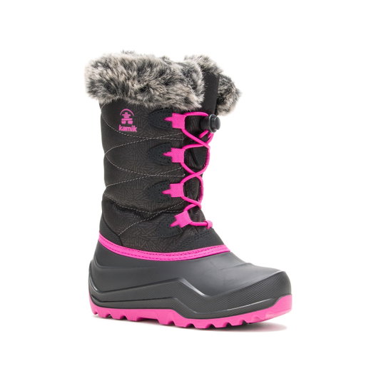 Kamik zimowe buty śniegowe Snowangel - Wyprodukowano w Kanadzie, wodoodporne - czarne/różowe dla dziewczynek