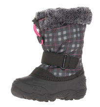 Kamik Winterschuhe Mini (nahtversiegeltes Nylon, Kunstfell-Schneekragen, wasserabweisend) schwarz/pink Kleinkinder