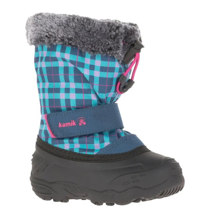 Kamik Winterschuhe Mini - nahtversiegeltes Nylon, Kunstfell-Schneekragen, wasserabweisend - navyblau Kleinkinder