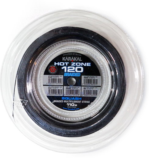 Karakal Squashsaite Hot Zone Braided 120 (Power+Kontrolle) 1.20mm schwarz 110m Rolle