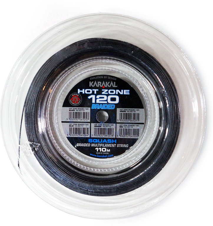 Karakal Squashsaite Hot Zone Braided 120 (Power+Kontrolle) 1.20mm schwarz 110m Rolle