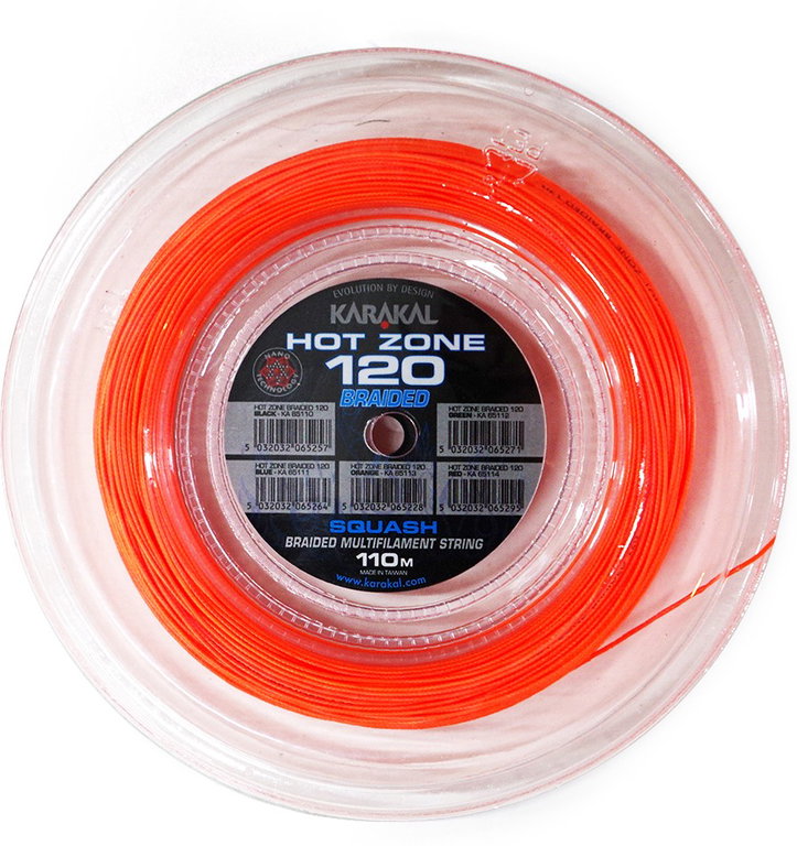 Karakal Squashsaite Hot Zone Braided 120 (Power+Kontrolle) 1.20mm orange 110m Rolle