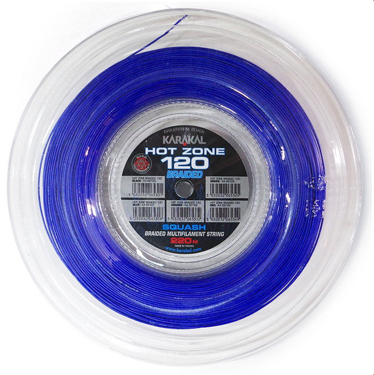 Karakal Squashsaite Hot Zone Braided 120 (Power+Kontrolle) blau 220m Rolle