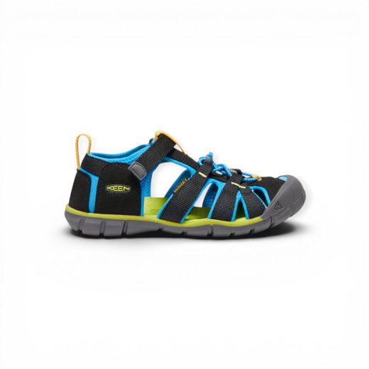 Keen Sandale Seacamp II CNX (Synthetik/Textil, Schnellschnürsystem mit Klettverschluss) schwarz/blau Kinder
