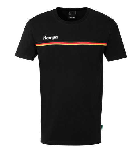 Kempa Freizeit-Tshirt Team Deutschland/Germany (Bio-Baumwolle) schwarz Herren