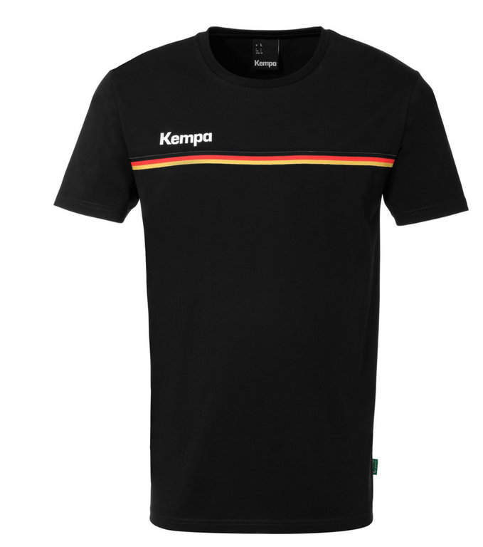 Kempa Freizeit-Tshirt Team Deutschland/Germany (Bio-Baumwolle) schwarz Herren