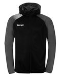 Kempa Kapuzenjacke Ambition 28 (Full-Zip, 100% Polyester) schwarz/grau Herren