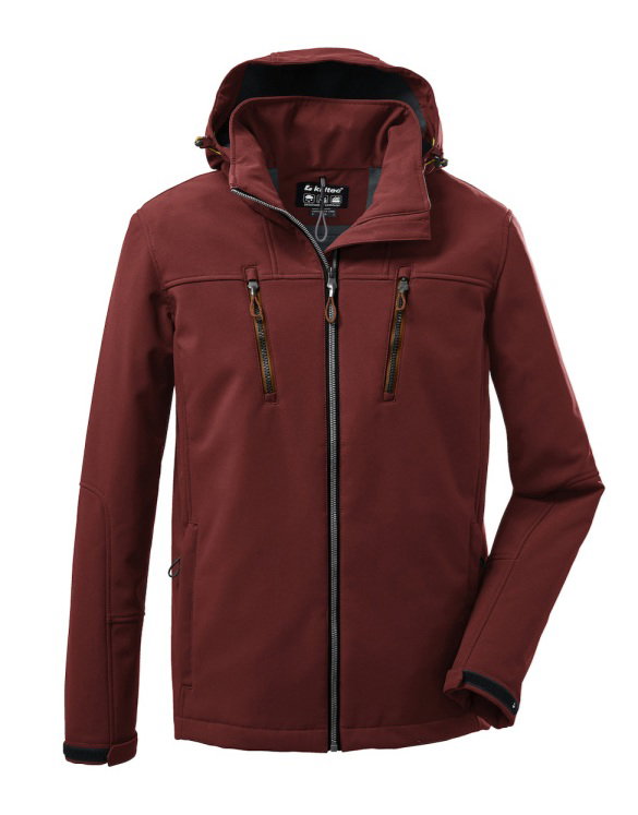 Killtec Softshelljacke mit abzippbarer Kapuze (Fleecefutter, wasserabweisend) gebranntes rot Herren