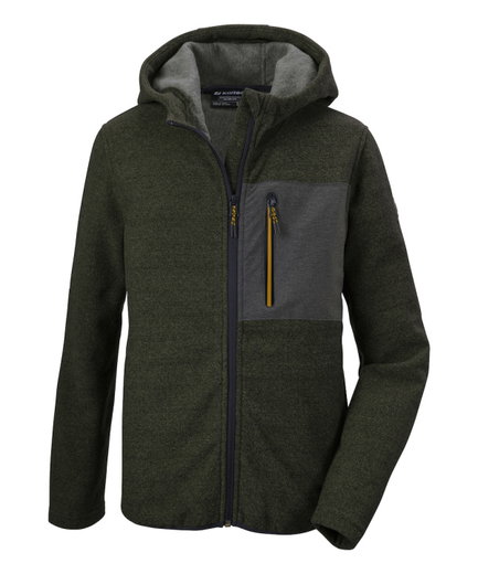 Killtec Knit Fleece Jacket Kow 200 with Hood (warm, Midlayer) olive green Kids