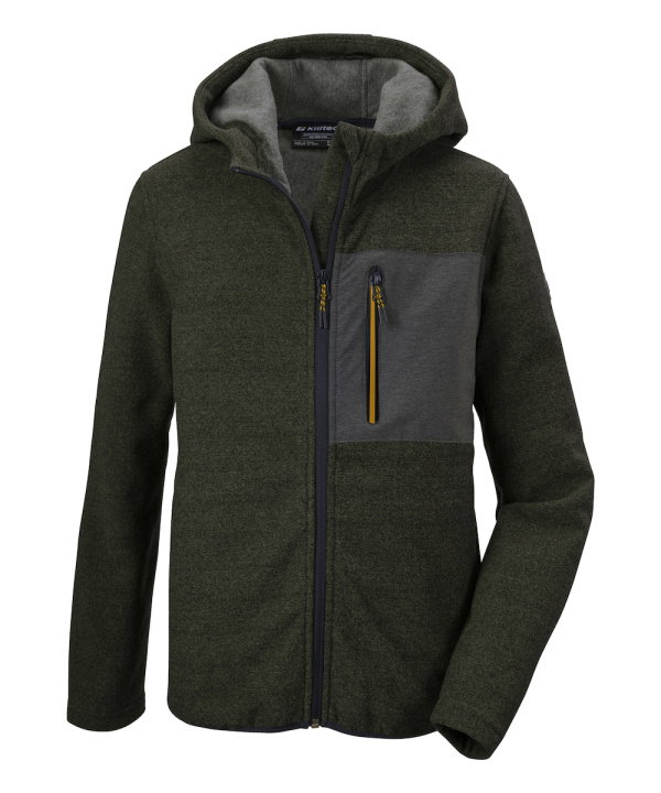 Killtec Knit Fleece Jacket Kow 200 with Hood (warm, Midlayer) olive green Kids
