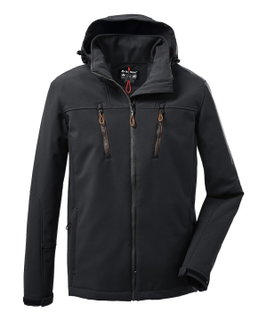 Killtec softshell jacket with detachable hood (fleece lining, water-repellent) 00200 black men's