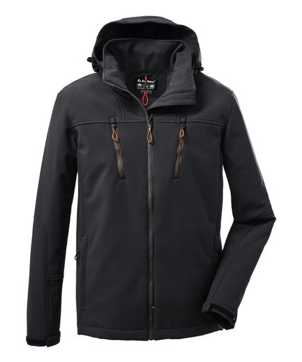 Killtec Softshelljacke mit abzippbarer Kapuze (Fleecefutter, wasserabweisend) 00200 schwarz Herren