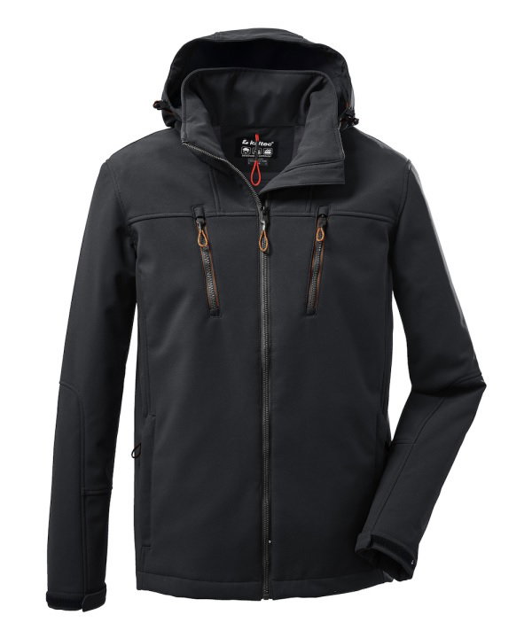 Killtec Softshelljacke mit abzippbarer Kapuze (Fleecefutter, wasserabweisend) 00200 schwarz Herren