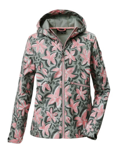 Killtec Softshelljacke KOS 154 (mit Kapuze, winddicht, wasserabweisend) naturgrün/pink Mädchen