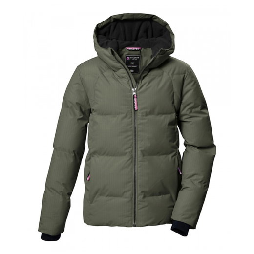 Killtec Winter Quilted Jacket KOW 357 in Down Look (with Hood, Windproof) Moss Green Girls