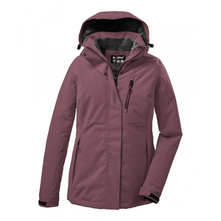 Killtec Winter Jacket KOW 140 with Hood (waterproof and windproof) dark pink ladies