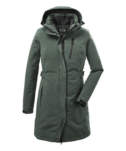 Killtec Wintermantel mit abzippbarer Kapuze (wasser- und winddicht, Parka) grüngrau Damen